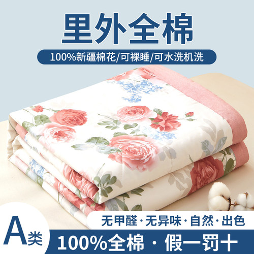 纯棉夏凉被A类空调被子全棉花夏季可水洗单双人夏被四件套夏天薄