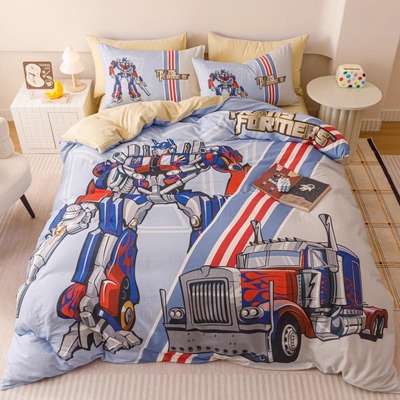 A类母婴全棉双层纱四件套儿童男孩变形金刚擎天柱纯棉春秋三件套