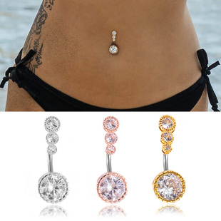 Piercing Belly Crystal Sexy Zirc Bar Navel Rings 1pc Button