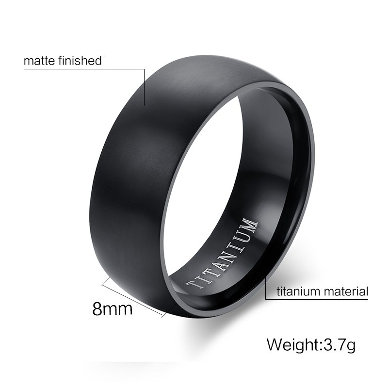 Meaeguet Fashion Men's Black Titanium Ring Matte Finished C