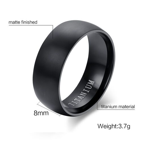 Meaeguet Fashion Men's Black Titanium Ring Matte Finished C