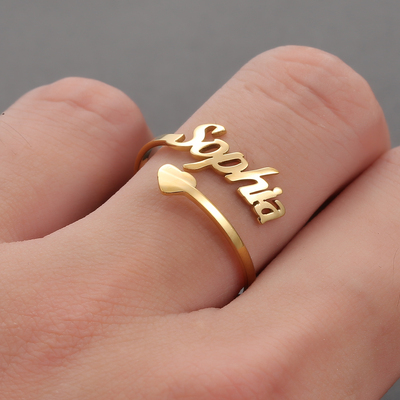 Adjustable Custom Ring Personalized Letter Heart Name Rings