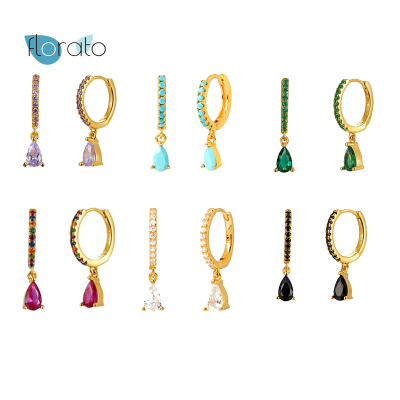 2022 Sterling Silver Huggie Hoop Earrings for women Rainbow