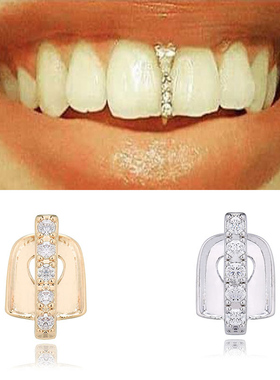 2023 New Hip Hop Gold Teeth Grillz Top Crystal Grills Denta