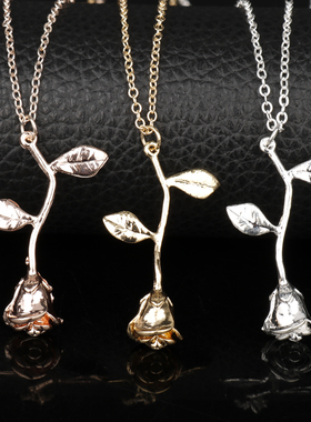 MQCHUN 3D Rose Necklace Personalized Custom Charm Necklace