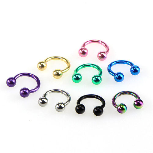 8 Pcs Colorful Steel Horseshoe Nose Septum Rings Ear Rings