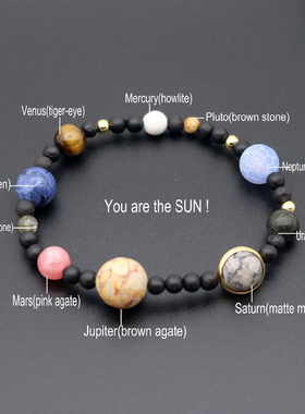 Galaxy Solar System Bracelet Universe Nine Planets Natural