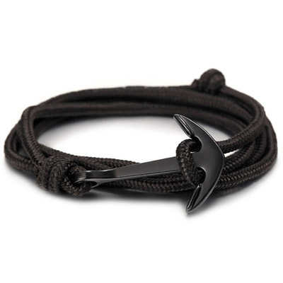 2024 High quality fashion black anchor bracelet men's charm