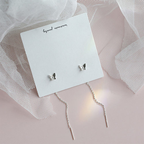 Long Tassel Butterfly Drop Earrings Silver Color 2020