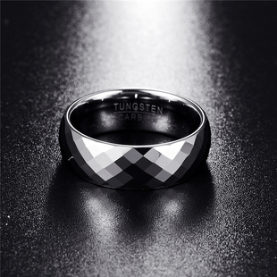 8mm Men Ring 100% Tungsten Carbide Multi-faceted Men's Jewe