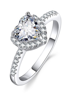 Fashion Crystal Heart Shaped Wedding Rings Women's Zircon E