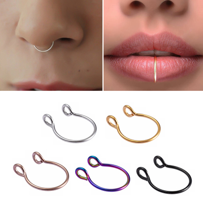1-5pcs U Shaped Fake Nose Ring Septum Piercing Lip Rings