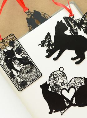 Lovely Cute Kawaii Metal Bookmark Black Cat Book Holder for