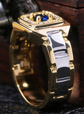 Huitan Party Men Rings Creative Watch Shaped Two Tone