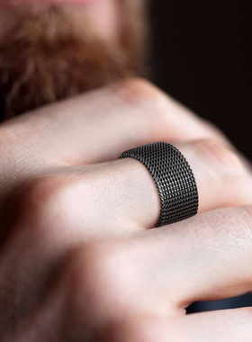 MENS MODERN STAINLESS STEEL MESH BAND RING MESH BAND FOR