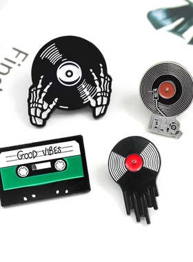 Punk Music Lovers Enamel Pin Good vibes tape DJ Vinyl Recor