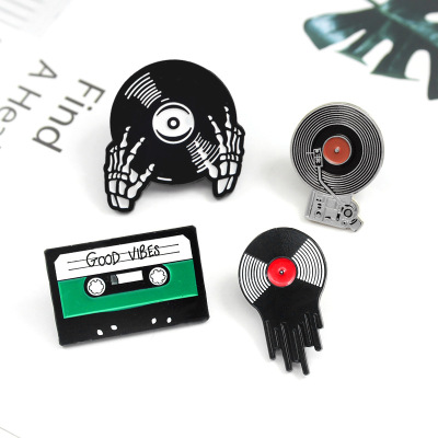 Punk Music Lovers Enamel Pin Good vibes tape DJ Vinyl Recor