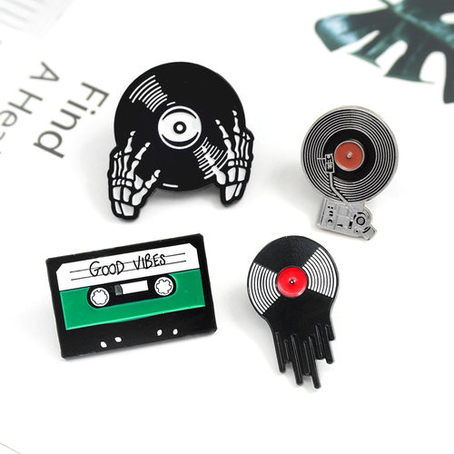 Punk Music Lovers Enamel Pin Good vibes tape DJ Vinyl Recor