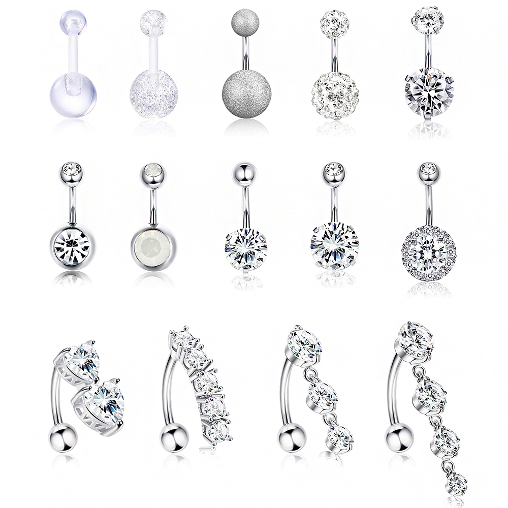 2021classic style belly button rings for women girls reverse