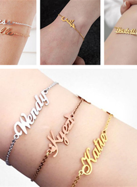 Stainless steel name custom bracelet accessories pendant gif
