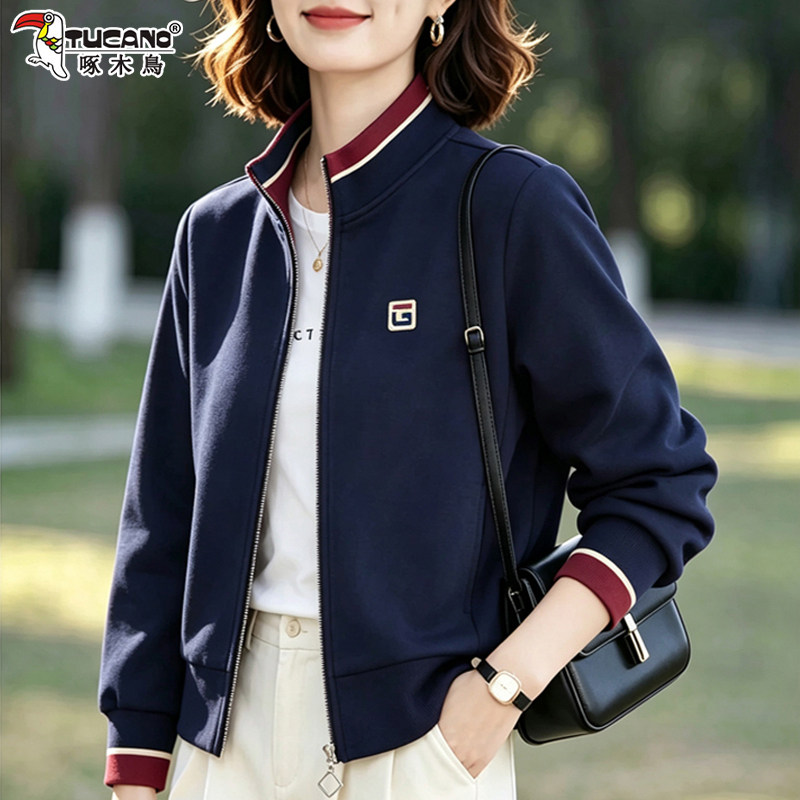 棒球服外套女士春秋短款2026新款小个子妈妈休闲运动开衫卫衣上衣