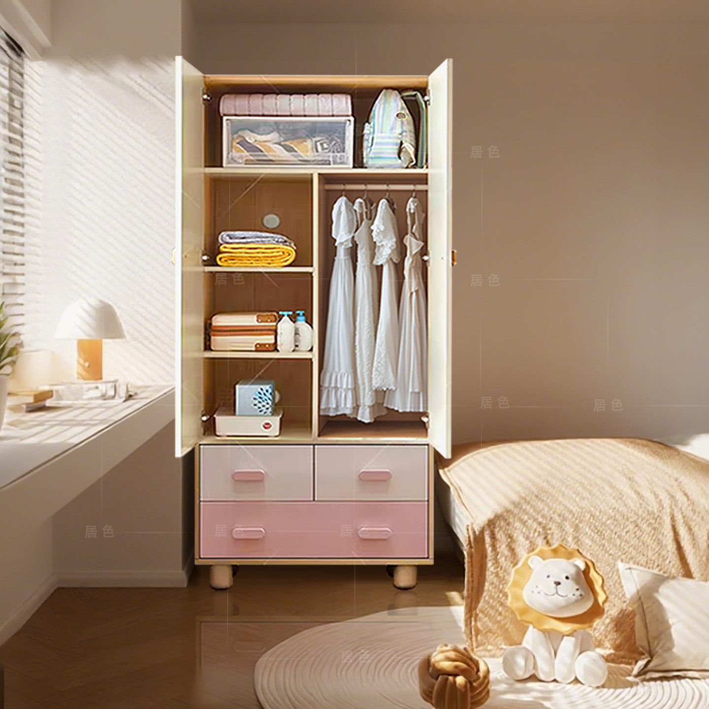 定制儿童大衣柜家用卧室小户型女童小型宝宝柜子高婴儿衣橱0甲醛