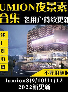 lumion8/9/10/11/12夜景素材库合集橱窗射孔明灯光车流线参数场景