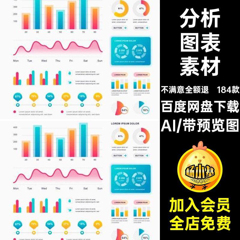 可视化后台信息显示分析商务会议统计办公数据图表AI矢量设计素材