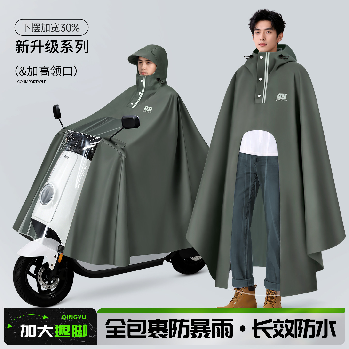 新款高领防暴雨电动车雨衣图片