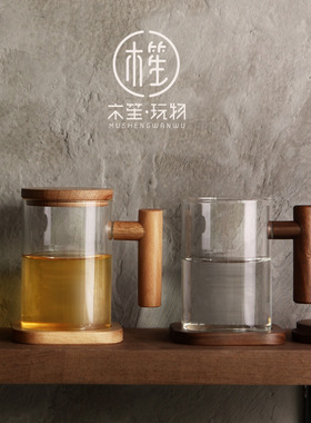 加厚耐热透明玻璃品茗杯小茶杯带把杯功夫茶具主人杯耳杯茶碗家用