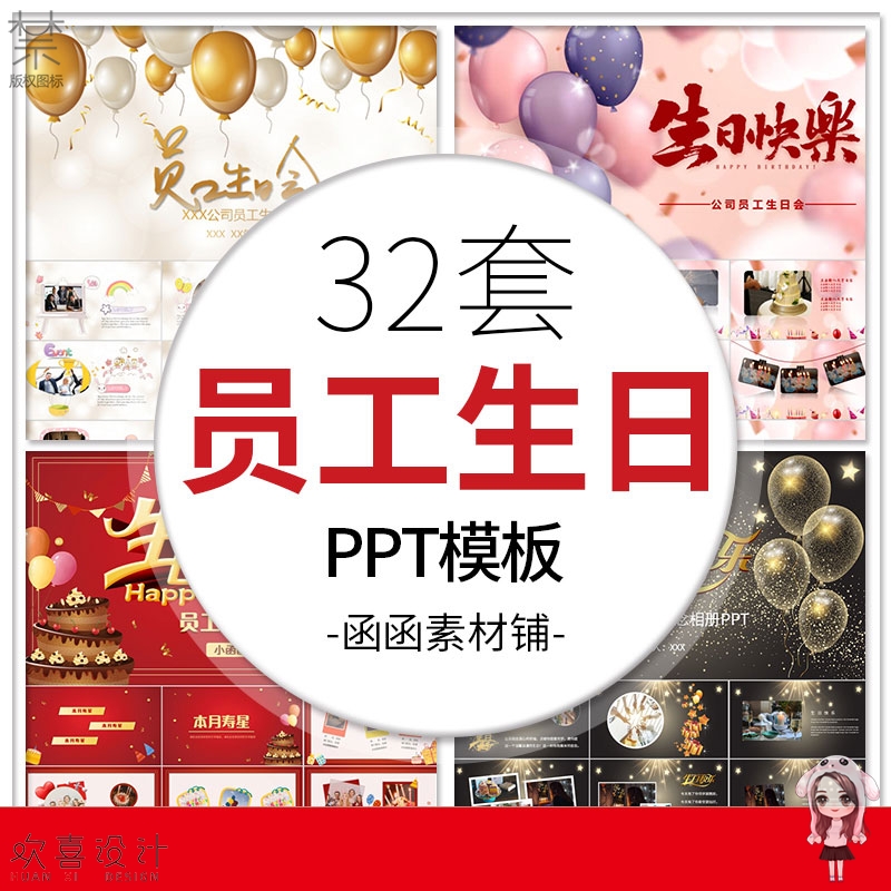 同事生日会ppt动态模板电子相册员工生日快乐活动派对聚会