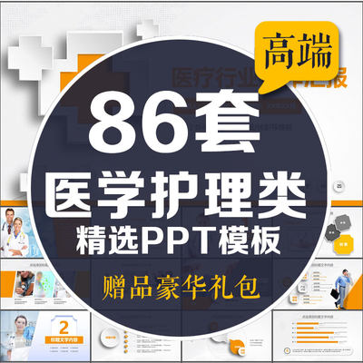 医学类ppt模板 医疗护理医生护士查房个案医药医院品管圈工作汇报