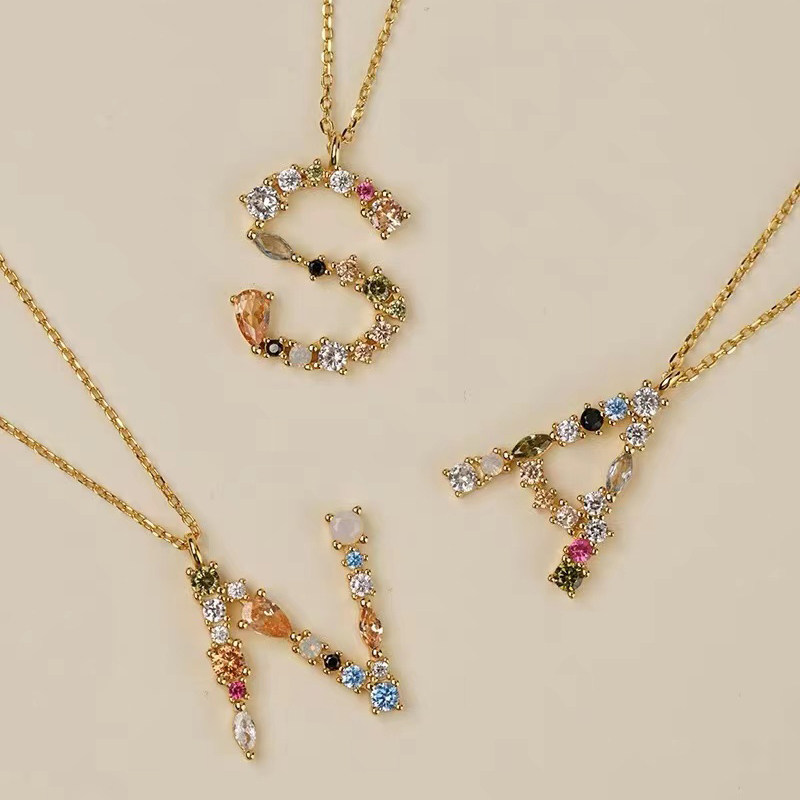 New 26 Alphabet Pendants Clasp Chain Initial 925 Sterling