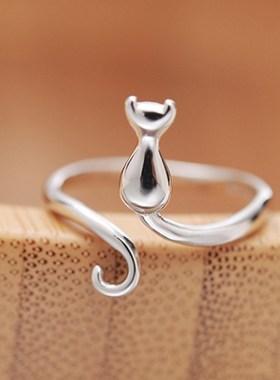 Sterling Silver Cat Rings For Women Engagement Luxury