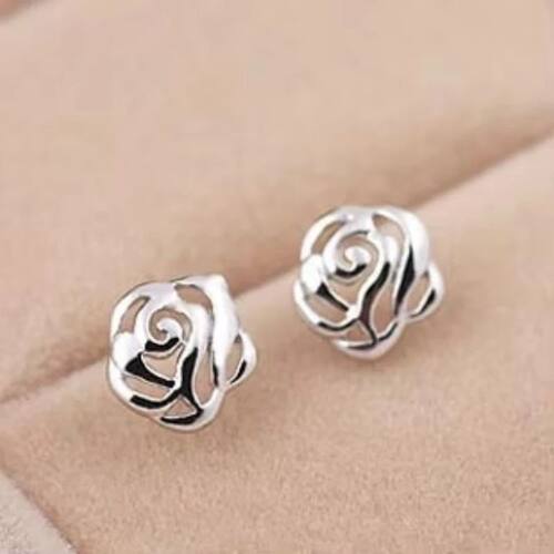 Sterling Silver Prevent Allergy roses Brincos Stud Earrings