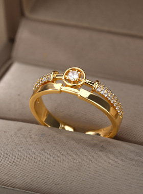 Fashion Star Rings For Women Stainless Steel Gold Color