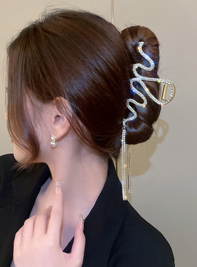 2023 Crystal Long Tassel Hair Clips for Women Luxury Gold