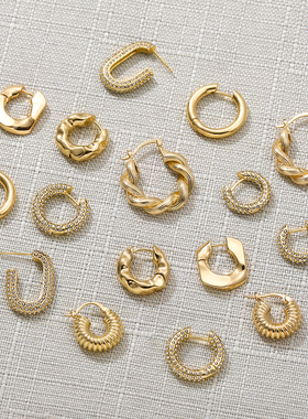 2023 New Minimalist Geometric Twist Hoop Earrings for Women