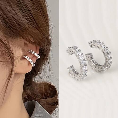 2Pcs Full Rhinestone Zircon Ear Cuff Ear Clip for Women No