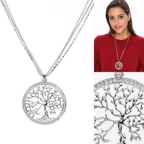 2023 Double Tree Of Life Crystal Long Necklace For Women