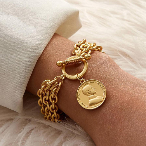 FLASHBUY Gold Color Chain Bracelets For Women Men Vintage