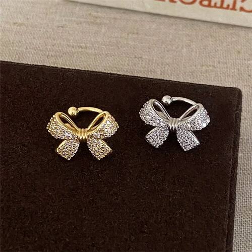 1Pcs Trendy Zircon Bowknot Cuff Earrings Non-Piercing Cuff