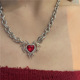 Necklace Crystal for Women Love Punk Red Totem Heart Pendant