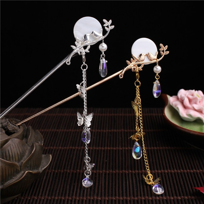 Fashion Classic Pearl Tassel Butterfly Hair Stick Direct