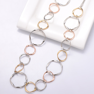 Circle Chain Color Simple Mix Silver Big Gold Long Necklace