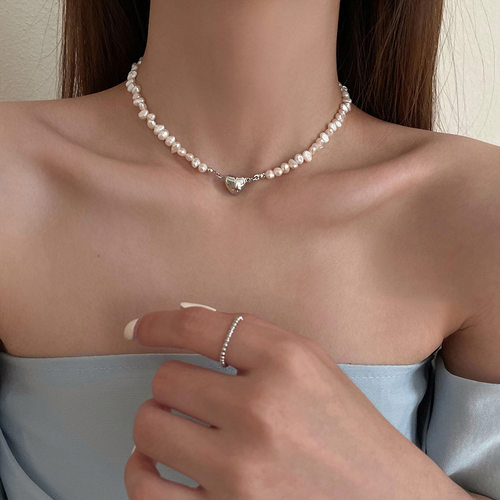 Irregular Imitation Pearl Necklace Heart Magnetic Attraction