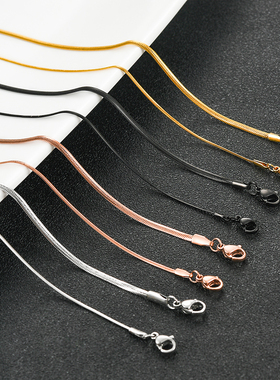 Width 1mm/2mm Flat Chain Gold/Steel/Black/Rose Color