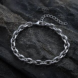 Unisex Vintage Gold Angled O-Link Chain Bracelet Adjustable