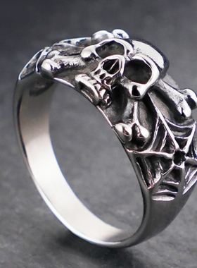 Gothic Steel Skull Rings Man Punk Rock Skeleton Men Ring
