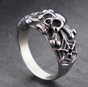 Gothic Steel Skull Rings Man Punk Rock Skeleton Men Ring